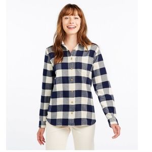 L.L. Bean Flannel Blue and White Buffalo Check XS